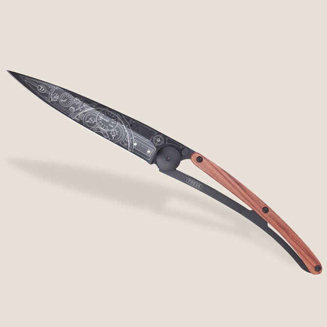 DEEJO KNIFE-Coral Wood/Dials/Black
