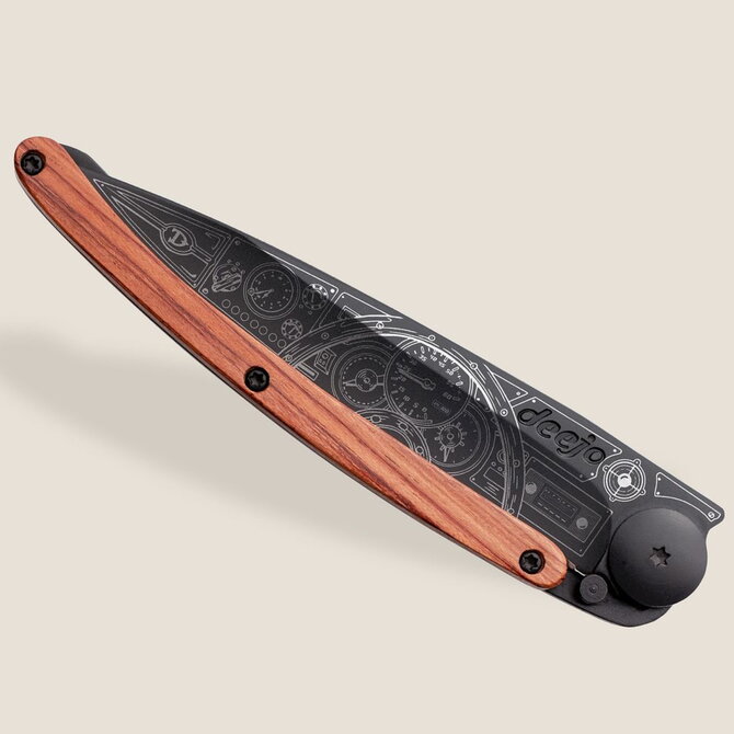 DEEJO KNIFE-Coral Wood/Dials/Black