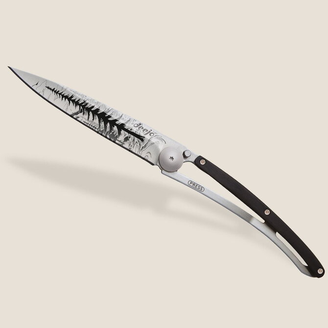 DEEJO KNIFE-TITANIUM/EBONY WD/FOREST