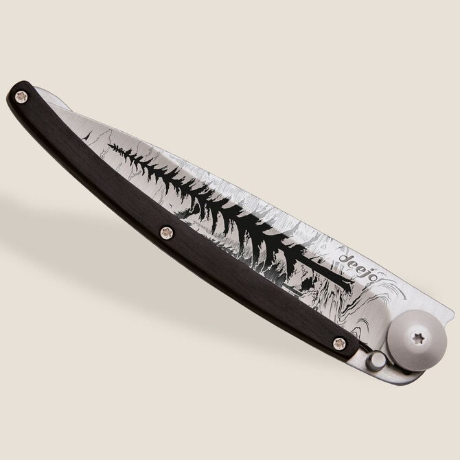 DEEJO KNIFE-TITANIUM/EBONY WD/FOREST