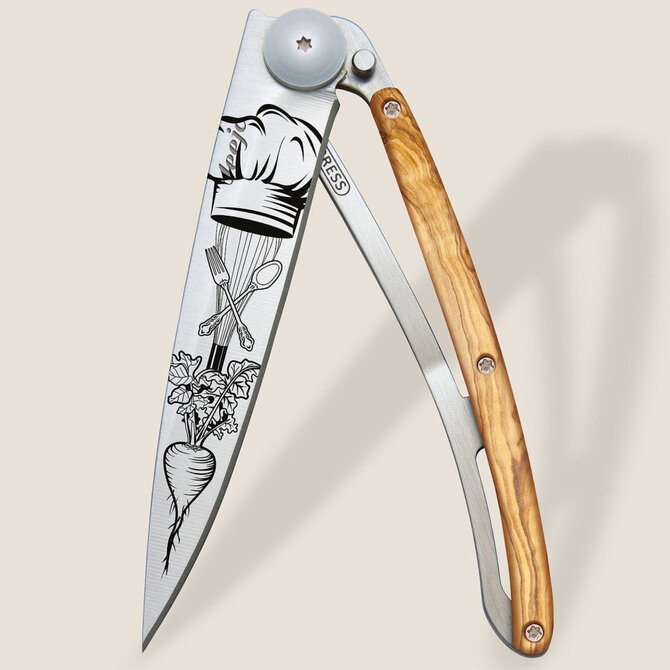 DEEJO KNIFE-OLIVE WD/CHEF