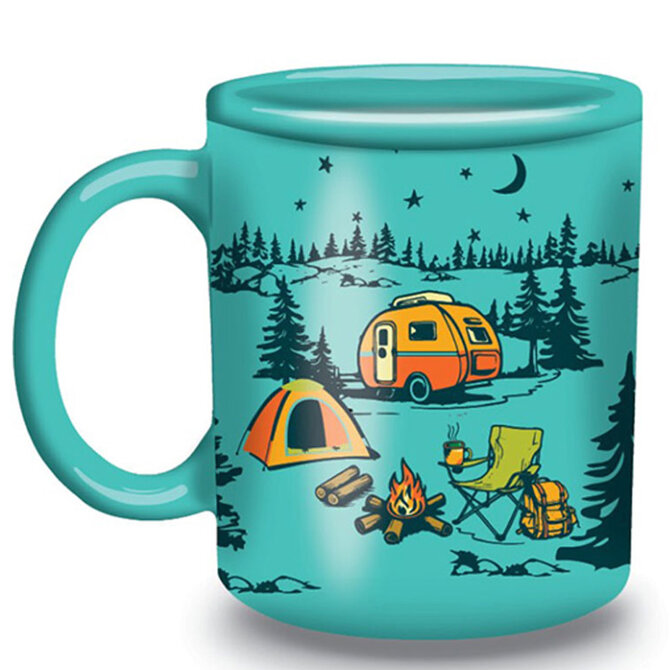MUG-CAMPING FUN GREEN 21OZ