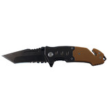 KNIFE-BLK BLADE/BRWN HNDL 4"