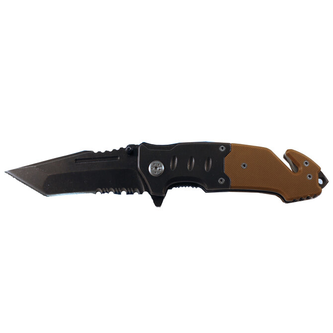 KNIFE-BLK BLADE/BRWN HNDL 4"