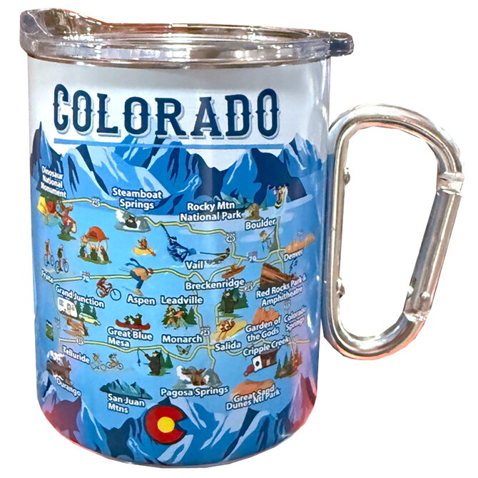 MUG- Colorado Map Carabiner w/ Lid