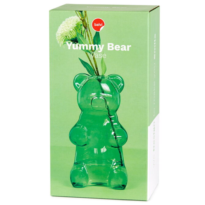 BALVI Vase-Yumm Bear Green Glass