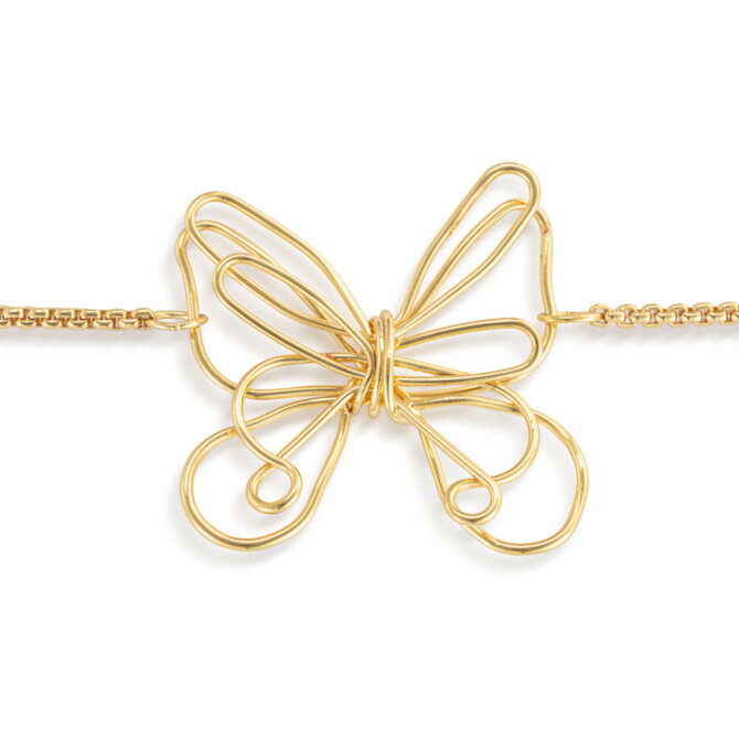 Demdaco/misc Product Bracelet-Butterfly Charm Open Gold 6.5"