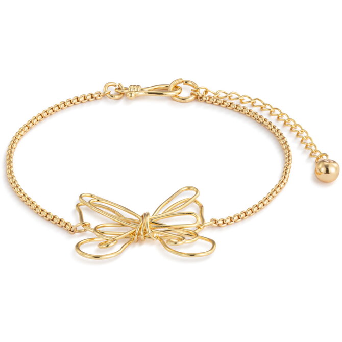 Demdaco/misc Product Bracelet-Butterfly Charm Open Gold 6.5"
