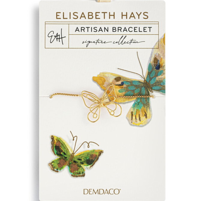 Demdaco/misc Product Bracelet-Butterfly Charm Open Gold 6.5"