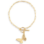 Demdaco/misc Product Bracelet-Butterfly Toggle Gold 6.5"