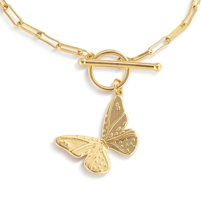 Demdaco/misc Product Bracelet-Butterfly Toggle Gold 6.5"