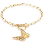 Demdaco/misc Product Bracelet-Butterfly Toggle Gold 6.5"