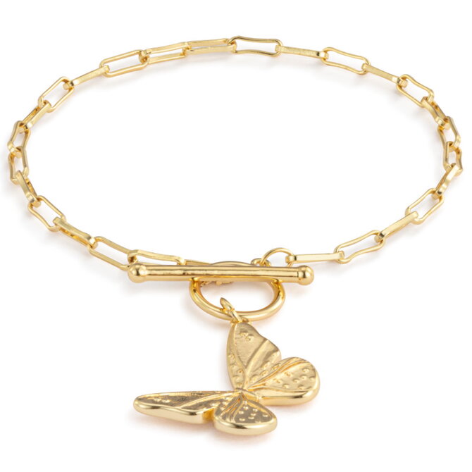 Demdaco/misc Product Bracelet-Butterfly Toggle Gold 6.5"