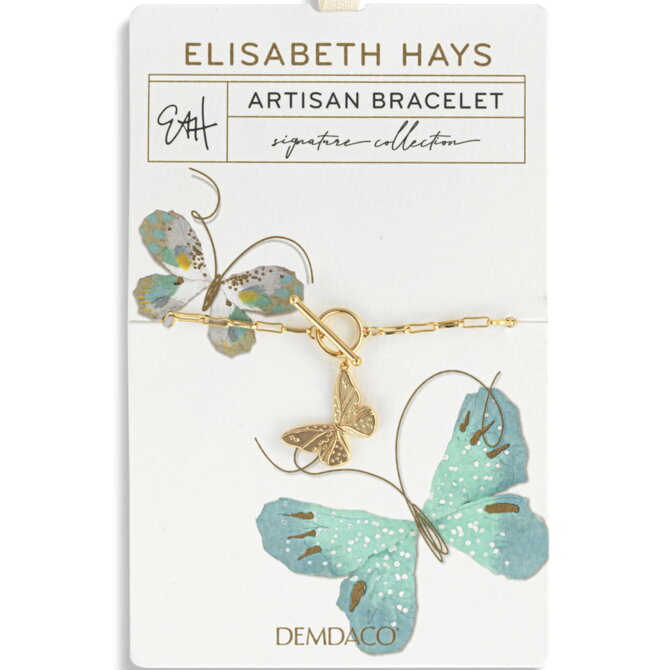 Demdaco/misc Product Bracelet-Butterfly Toggle Gold 6.5"