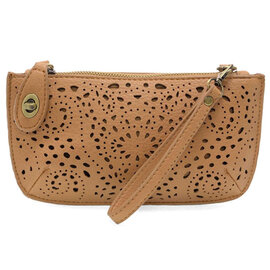 Clutch-Mini Wristlet Crossbody/Tan