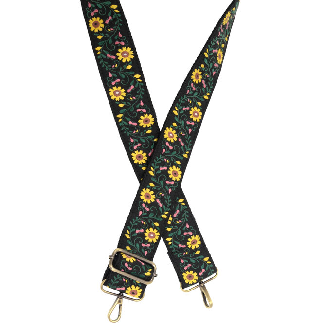 GUITAR STRAP-2" YELLOW CLIMBING FLORAL
