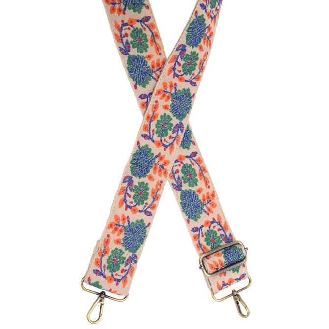 GUITAR STRAP-2" MULTI DAISY & GLOBE FOWERS