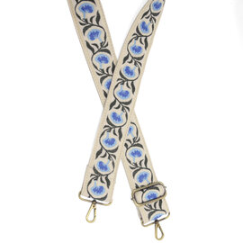 GUITAR STRAP-2" WHITE TRUMPET FLOWER