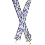 GUITAR STRAP-2" WHITE/BLUE STARFLOWER