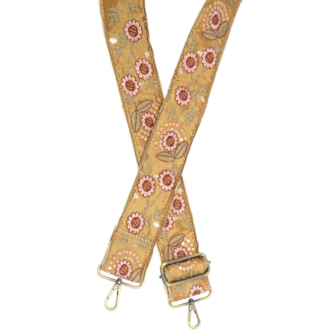 GUITAR STRAP-2" TAN ORNATE FLORAL