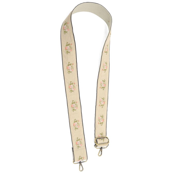 GUITAR STRAP-2" NAT FLORAL BOUQUET