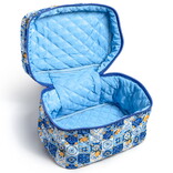 Living Royal TRAVEL CASE-MOSAIC BLUE/WHT/YELLOW COSMETIC PUFFER