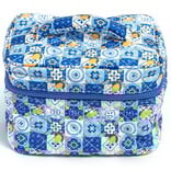 Living Royal TRAVEL CASE-MOSAIC BLUE/WHT/YELLOW COSMETIC PUFFER