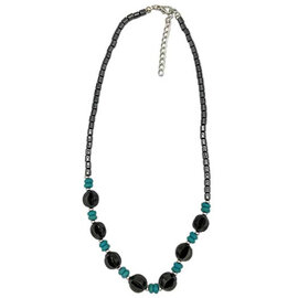 BARRY OWEN JEWELRY Necklace-Turquoise/Hematite Round