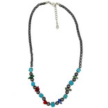 BARRY OWEN JEWELRY Necklace-Turquoise/Hematite Square/Round