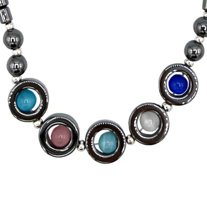 BARRY OWEN JEWELRY Necklace-Solar Bead Hematite