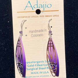 ADAJIO LEFT HAND STUDIOS Earring - Rhodium w/Purple