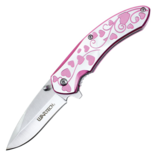 PAWNEE BILL'S KNIFE-PINK HEARTS HNDL 7"