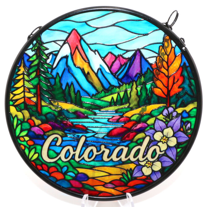 Monterey Suncatcher-Columbine/Mountain Scene Colorado