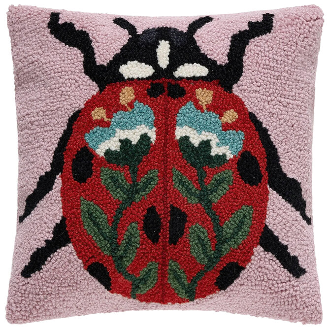 Peking Handicraft PILLOW-FOLK LADYBUG 14X14