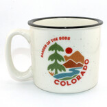 A&f Souvenir MUG-TREES/MNT WHT SPECKLE/BLK RIM GOG/CO 18OZ