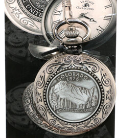 DUTCH AMERICAN IMPORT CO. Pocket Watch-Colorado Round Pewter