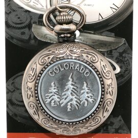 DUTCH AMERICAN IMPORT CO. Pocket Watch-Colorado Trees Pewter