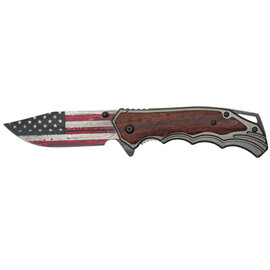 PAWNEE BILL'S KNIFE-US FLAG/WD HNDL W/ STARS 4.75"
