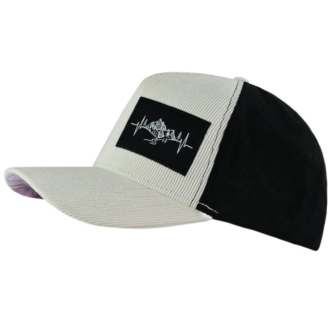 HEARTBEAT BRAND CAP-CRM/BLK CORDUROY MTNHB LASER MESH