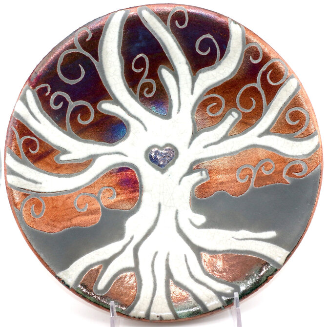 Raku Pottery Works PLATE-LG TREE OF LIFE