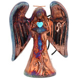 Raku Pottery Works Ornament-Angel w/ Gemstone Assorted 3"