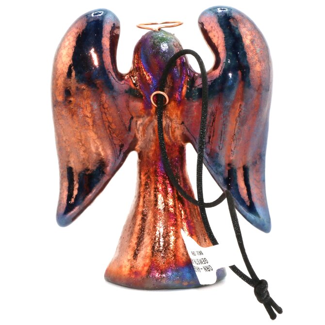 Raku Pottery Works Ornament-Angel w/ Gemstone Assorted 3"
