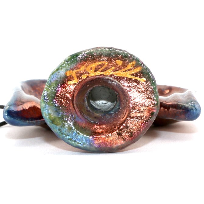 Raku Pottery Works Ornament-Angel w/ Gemstone Assorted 3"