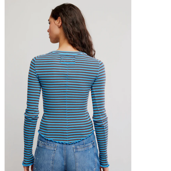 FREE PEOPLE Tee- Easy Does It Stripe Long Sleeve