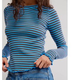 FREE PEOPLE Tee- Easy Does It Stripe Long Sleeve
