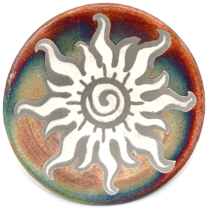 Raku Pottery Works Plate-Small Sun