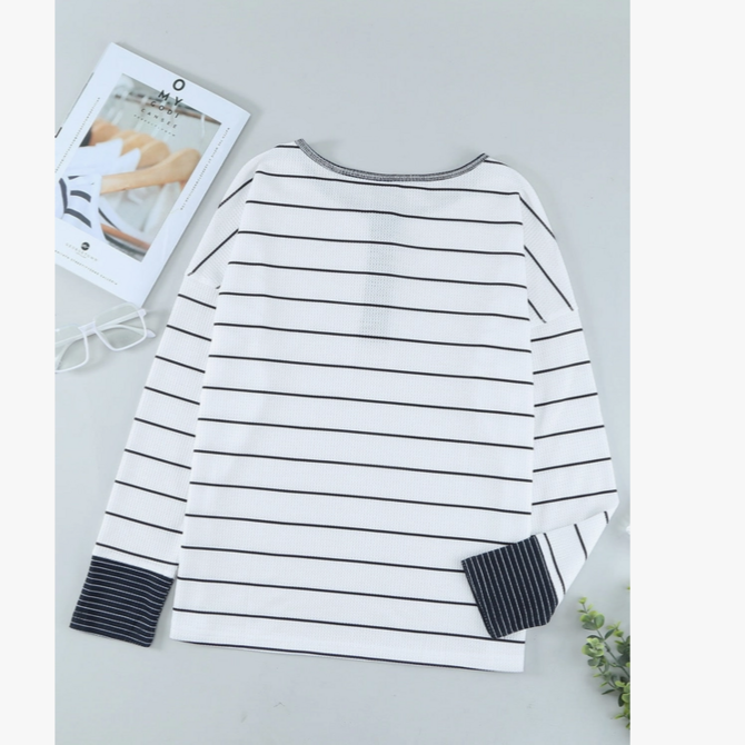 Lovesoft Top-Waffle Knit Colorblock