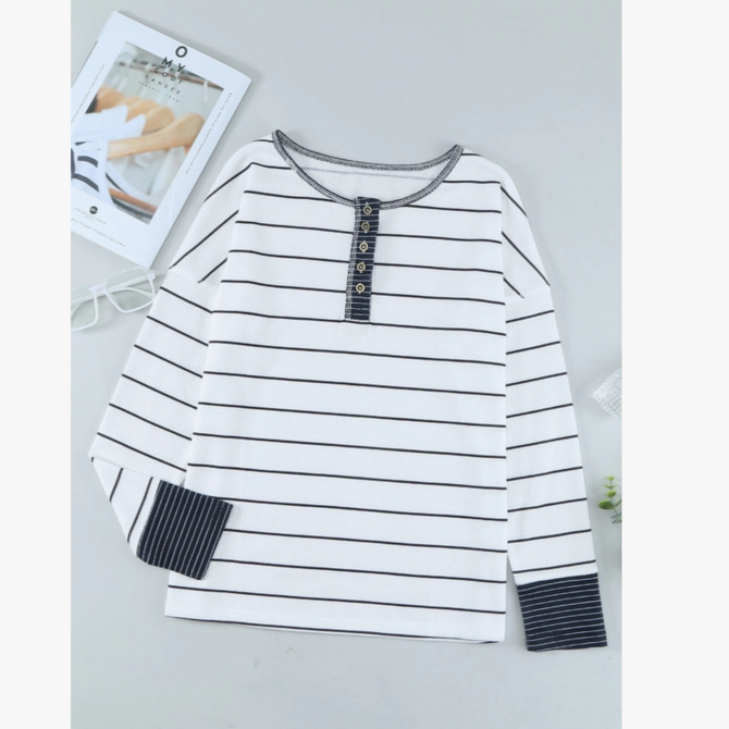 Lovesoft Top-Waffle Knit Colorblock