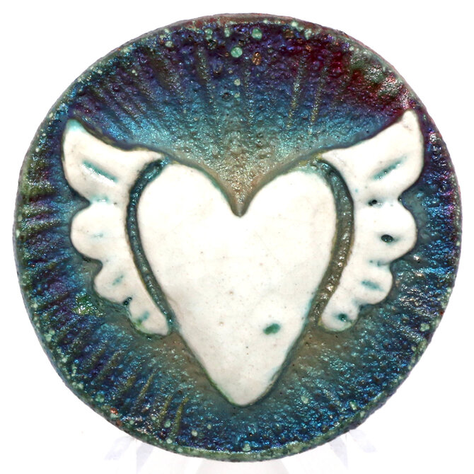 Raku Pottery Works MEDALLION-WINGED HEART
