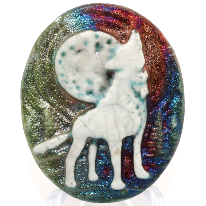 Raku Pottery Works MEDALLION-WOLF